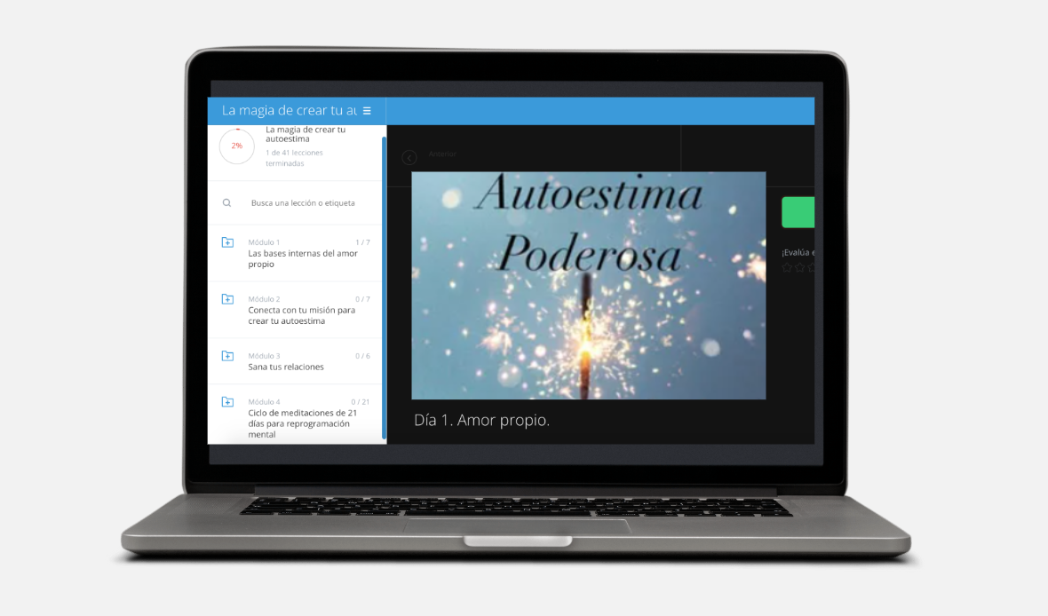 Curso de autoestima poderosa en notebook